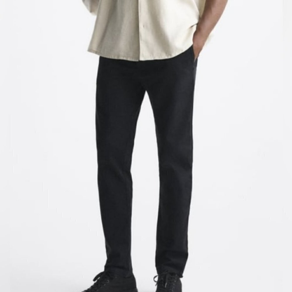 Zara Slim Fit Cotton Black Chino Pants